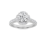 1.5CTW Round Shaped Lab Grown Diamond (F/VVS) Halo Accented Engagement Ring in 14K Gold