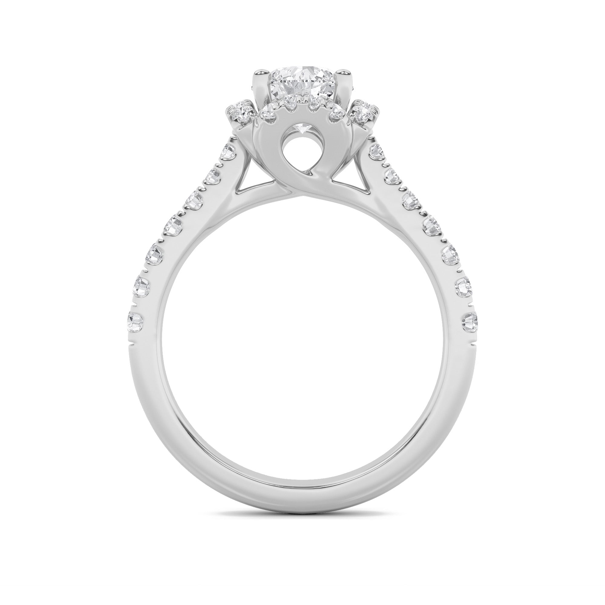 1.5CTW Round Shaped Lab Grown Diamond (F/VVS) Halo Accented Engagement Ring in 14K Gold