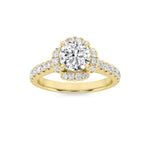 1.5CTW Round Shaped Lab Grown Diamond (F/VVS) Halo Accented Engagement Ring in 14K Gold