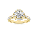 1.5CTW Round Shaped Lab Grown Diamond (F/VVS) Halo Accented Engagement Ring in 14K Gold