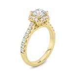 1.5CTW Round Shaped Lab Grown Diamond (F/VVS) Halo Accented Engagement Ring in 14K Gold