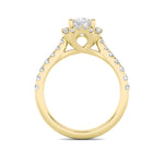 1.5CTW Round Shaped Lab Grown Diamond (F/VVS) Halo Accented Engagement Ring in 14K Gold