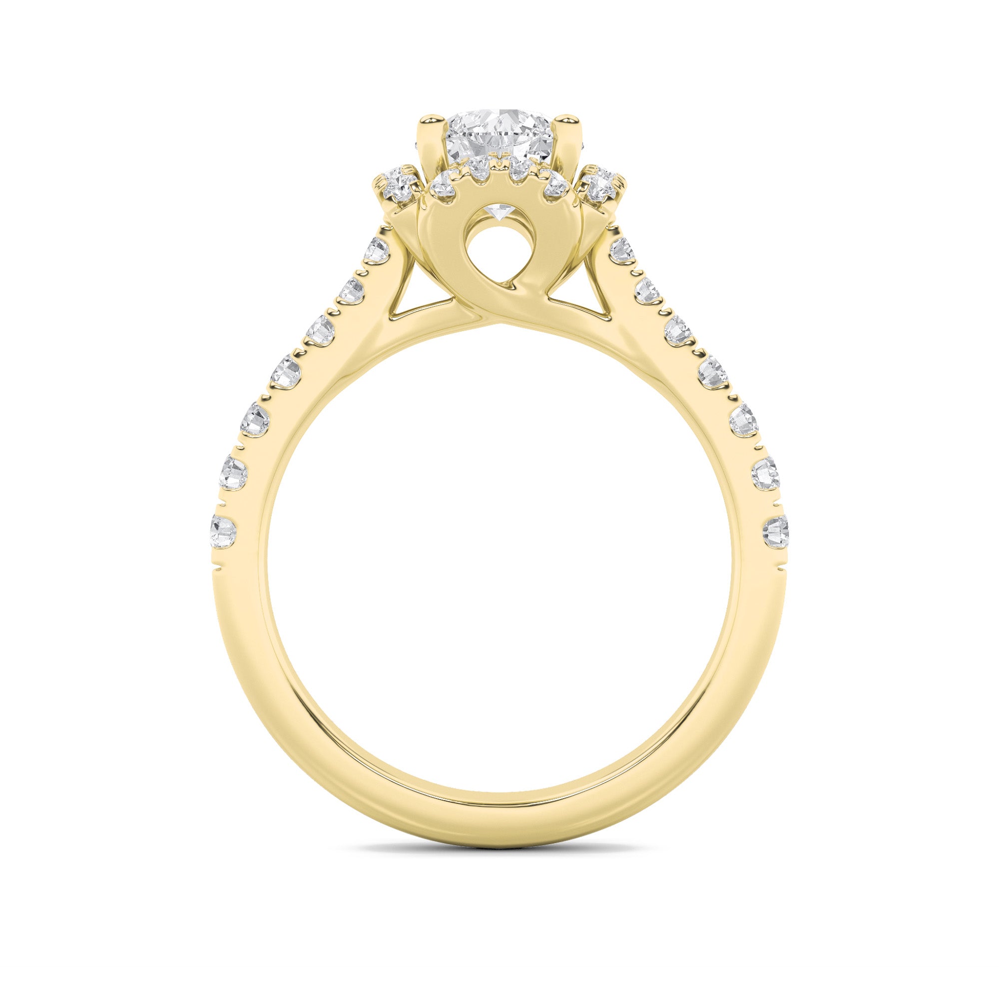 1.5CTW Round Shaped Lab Grown Diamond (F/VVS) Halo Accented Engagement Ring in 14K Gold