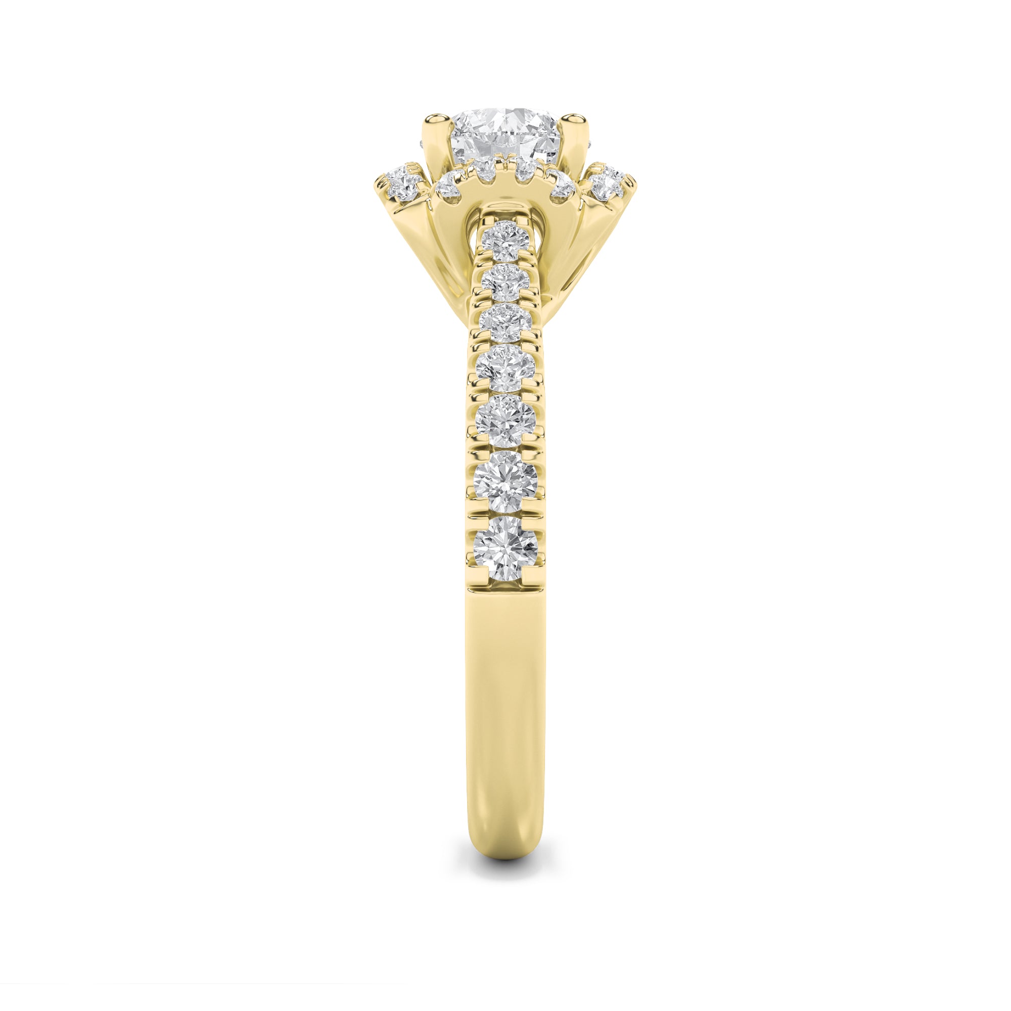 1.5CTW Round Shaped Lab Grown Diamond (F/VVS) Halo Accented Engagement Ring in 14K Gold