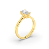 1CTW Elongated Cushion Shaped Lab Grown Diamond (F/VS) Plain Cathedral Trellis Shank Solitaire Engagement Ring in 14K Gold