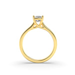 1CTW Elongated Cushion Shaped Lab Grown Diamond (F/VS) Plain Cathedral Trellis Shank Solitaire Engagement Ring in 14K Gold