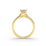 1CTW Elongated Cushion Shaped Lab Grown Diamond (F/VS) Plain Cathedral Trellis Shank Solitaire Engagement Ring in 14K Gold