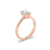 1CTW Elongated Cushion Shaped Lab Grown Diamond (F/VS) Plain Cathedral Trellis Shank Solitaire Engagement Ring in 14K Gold