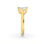 3CTW Emerald Shaped Lab Grown Diamond (F/VS) Plain Cathedral Trellis Shank Solitaire Engagement Ring in 14K Gold