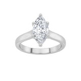 1CTW Marquise Shaped Lab Grown Diamond (F/VS) Plain Cathedral Trellis Shank Solitaire Engagement Ring in 14K Gold