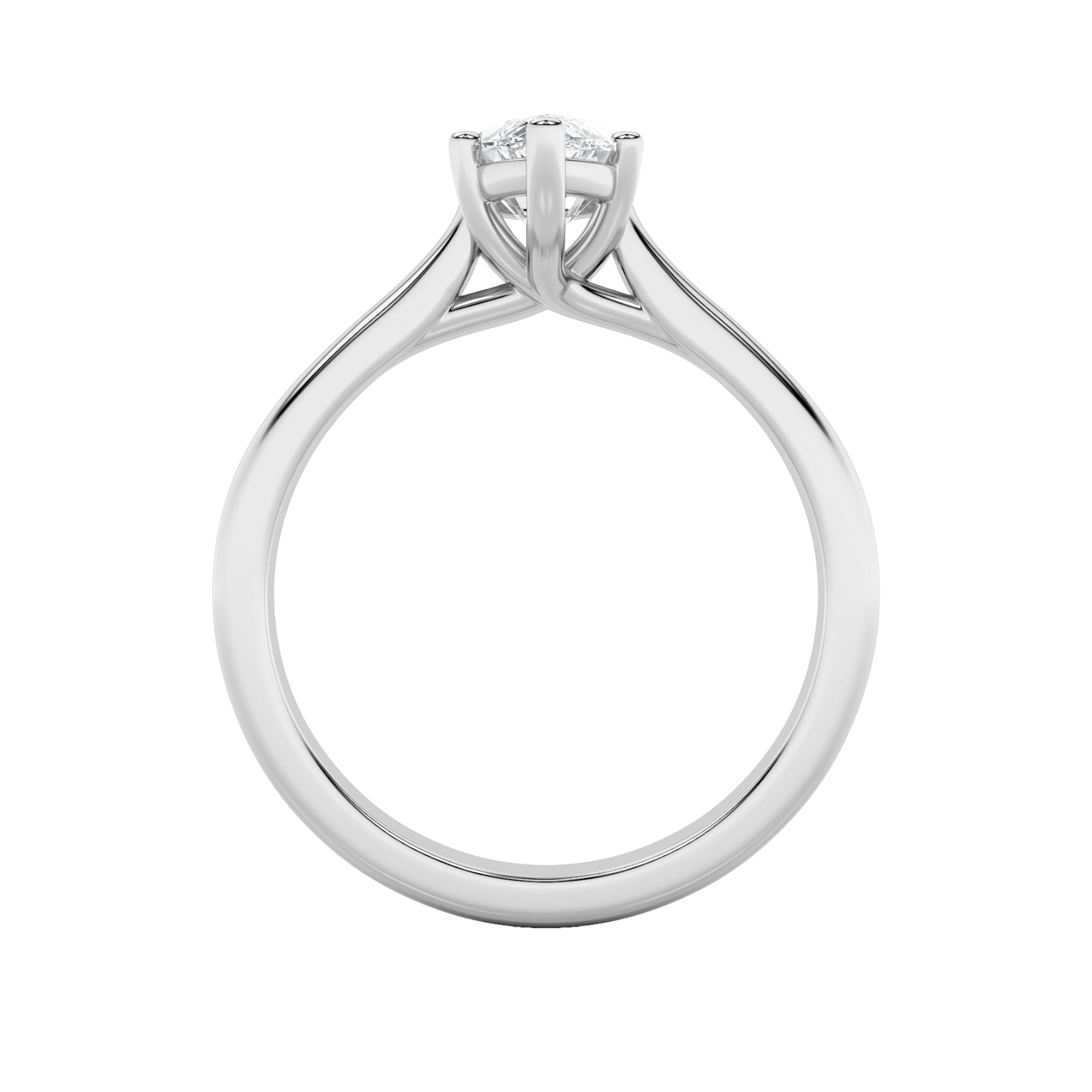 1CTW Marquise Shaped Lab Grown Diamond (F/VS) Plain Cathedral Trellis Shank Solitaire Engagement Ring in 14K Gold