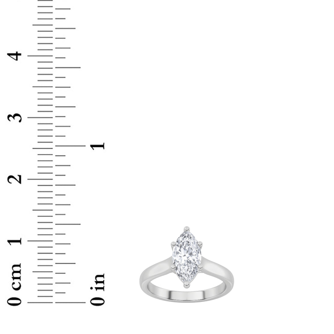 1CTW Marquise Shaped Lab Grown Diamond (F/VS) Plain Cathedral Trellis Shank Solitaire Engagement Ring in 14K Gold