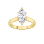 1CTW Marquise Shaped Lab Grown Diamond (F/VS) Plain Cathedral Trellis Shank Solitaire Engagement Ring in 14K Gold