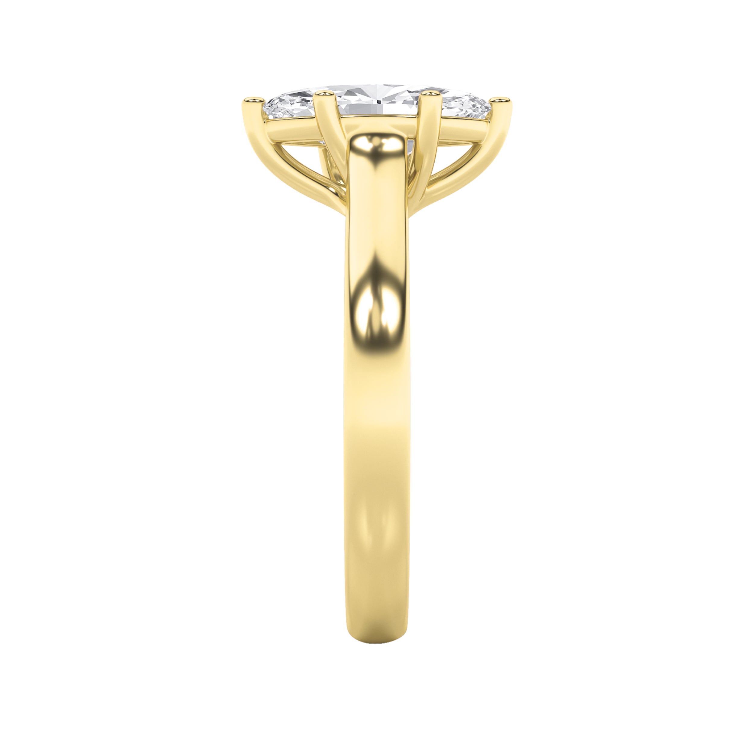 1CTW Marquise Shaped Lab Grown Diamond (F/VS) Plain Cathedral Trellis Shank Solitaire Engagement Ring in 14K Gold