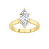 2CTW Marquise Shaped Lab Grown Diamond (F/VS) Plain Cathedral Trellis Shank Solitaire Engagement Ring in 14K Gold