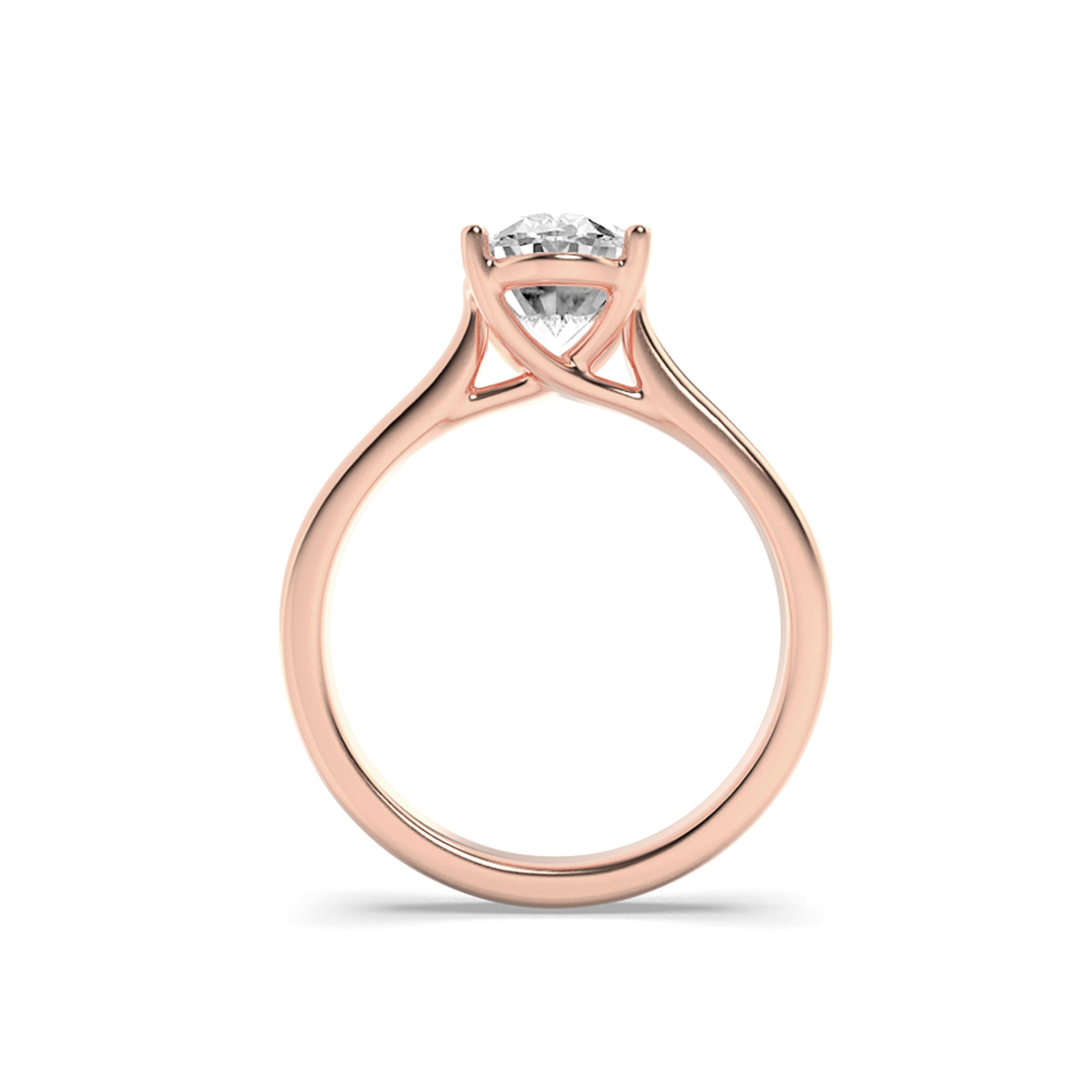 2CTW Oval Shaped Lab Grown Diamond (F/VS) Plain Cathedral Trellis Shank Solitaire Engagement Ring in 14K Gold