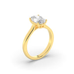 2.5CTW Oval Shaped Lab Grown Diamond (G/VS) Plain Cathedral Trellis Shank Solitaire Engagement Ring in 14K Gold