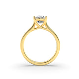 3CTW Oval Shaped Lab Grown Diamond (F/VS) Plain Cathedral Trellis Shank Solitaire Engagement Ring in 14K Gold