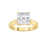 1CTW Princess Shaped Lab Grown Diamond (F/VS) Plain Cathedral Trellis Shank Solitaire Engagement Ring in 14K Gold
