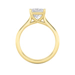 1CTW Princess Shaped Lab Grown Diamond (F/VS) Plain Cathedral Trellis Shank Solitaire Engagement Ring in 14K Gold