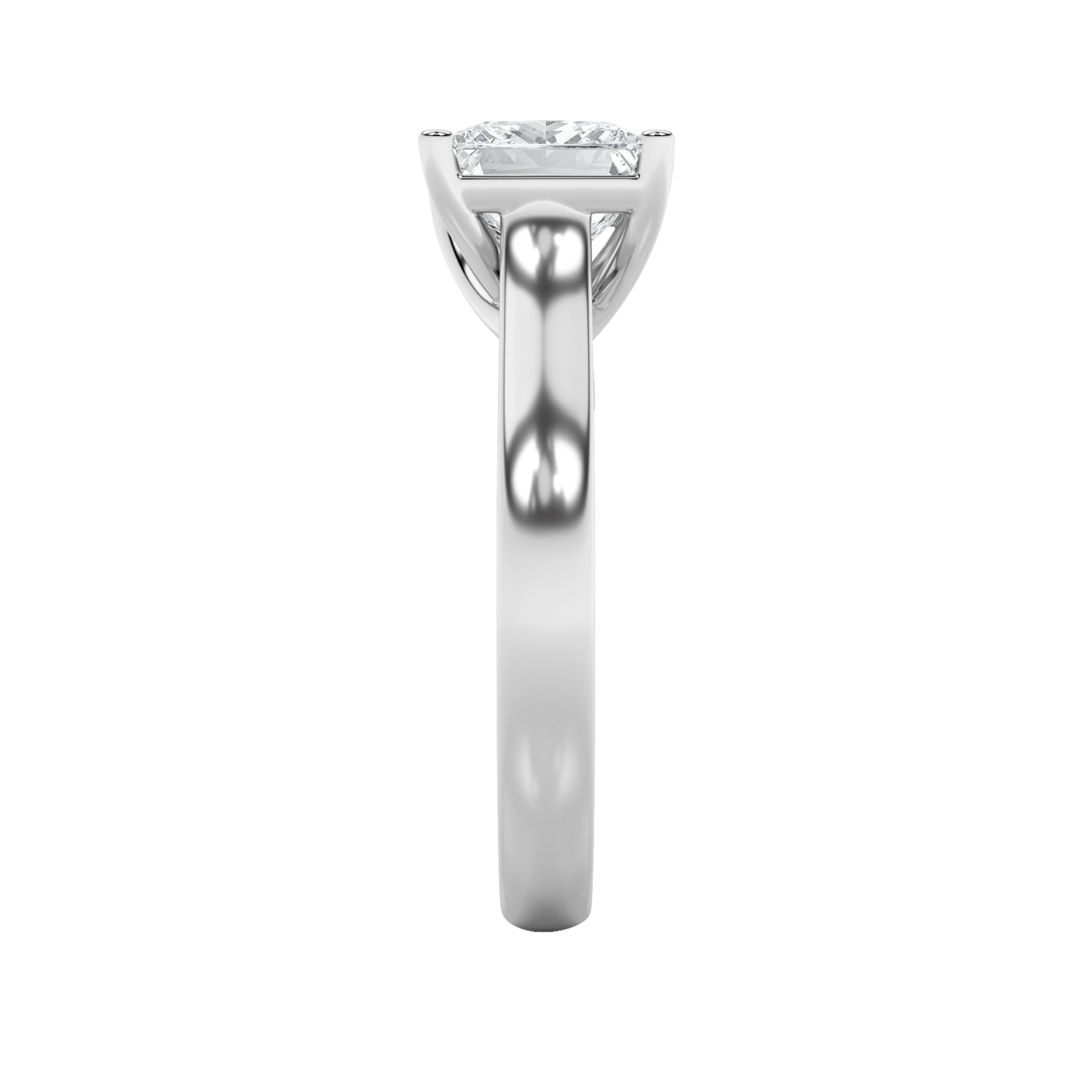 2CTW Princess Shaped Lab Grown Diamond (F/VS) Plain Cathedral Trellis Shank Solitaire Engagement Ring in 14K Gold
