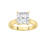 3CTW Princess Shaped Lab Grown Diamond (F/VS) Plain Cathedral Trellis Shank Solitaire Engagement Ring in 14K Gold