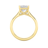 3CTW Princess Shaped Lab Grown Diamond (F/VS) Plain Cathedral Trellis Shank Solitaire Engagement Ring in 14K Gold