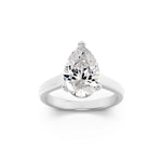 1CTW Pear Shaped Lab Grown Diamond (F/VS) Plain Cathedral Trellis Shank Solitaire Engagement Ring in 14K Gold