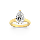 1CTW Pear Shaped Lab Grown Diamond (G/VS) Plain Cathedral Trellis Shank Solitaire Engagement Ring in 14K Gold