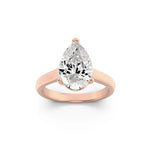1CTW Pear Shaped Lab Grown Diamond (G/VS) Plain Cathedral Trellis Shank Solitaire Engagement Ring in 14K Gold