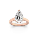 1CTW Pear Shaped Lab Grown Diamond (G/VS) Plain Cathedral Trellis Shank Solitaire Engagement Ring in 14K Gold