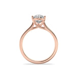 1CTW Pear Shaped Lab Grown Diamond (G/VS) Plain Cathedral Trellis Shank Solitaire Engagement Ring in 14K Gold