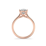 1CTW Pear Shaped Lab Grown Diamond (G/VS) Plain Cathedral Trellis Shank Solitaire Engagement Ring in 14K Gold