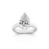 2CTW Pear Shaped Lab Grown Diamond (F/VS) Plain Cathedral Trellis Shank Solitaire Engagement Ring in 14K Gold