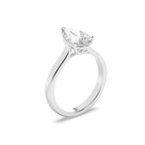 2CTW Pear Shaped Lab Grown Diamond (F/VS) Plain Cathedral Trellis Shank Solitaire Engagement Ring in 14K Gold