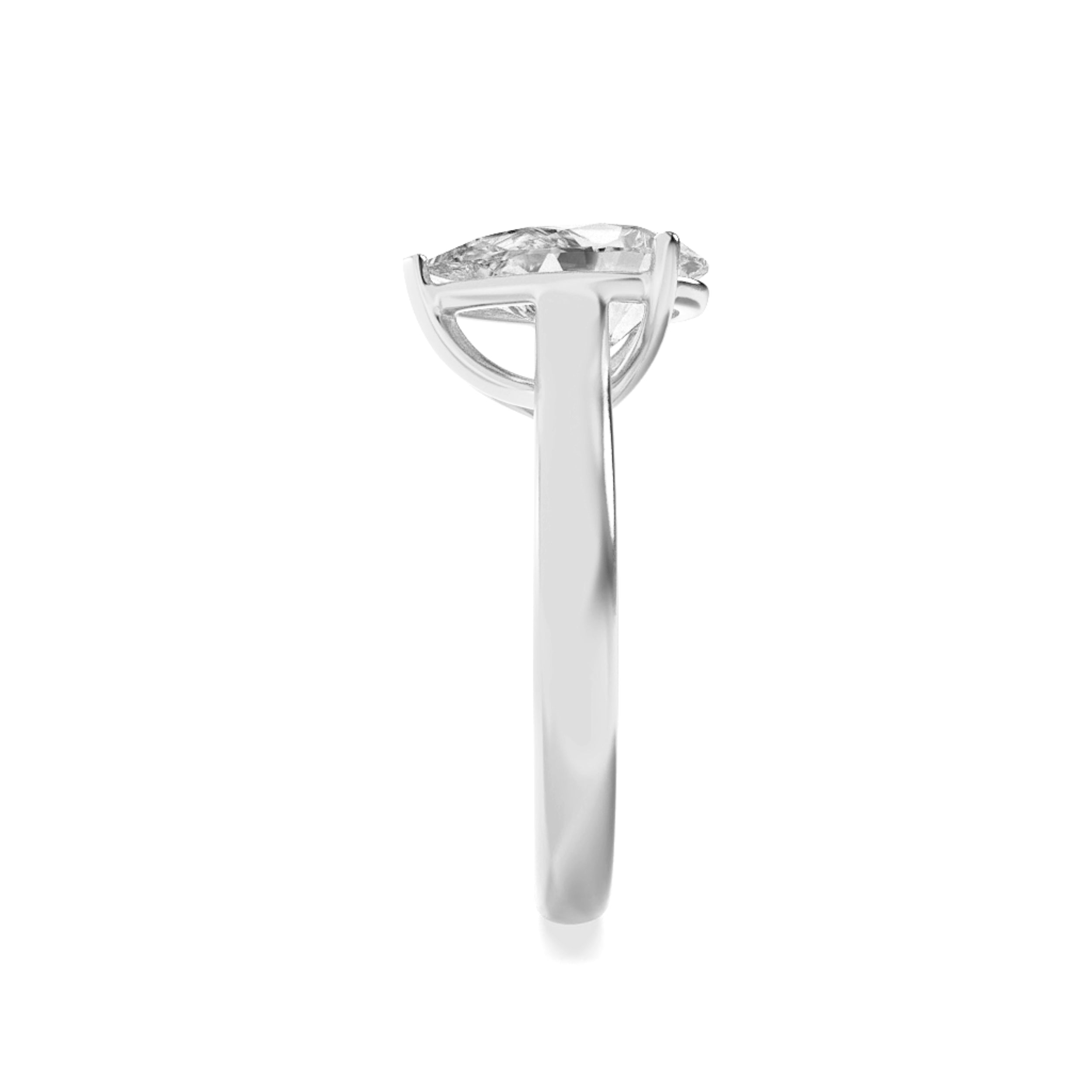 2CTW Pear Shaped Lab Grown Diamond (F/VS) Plain Cathedral Trellis Shank Solitaire Engagement Ring in 14K Gold
