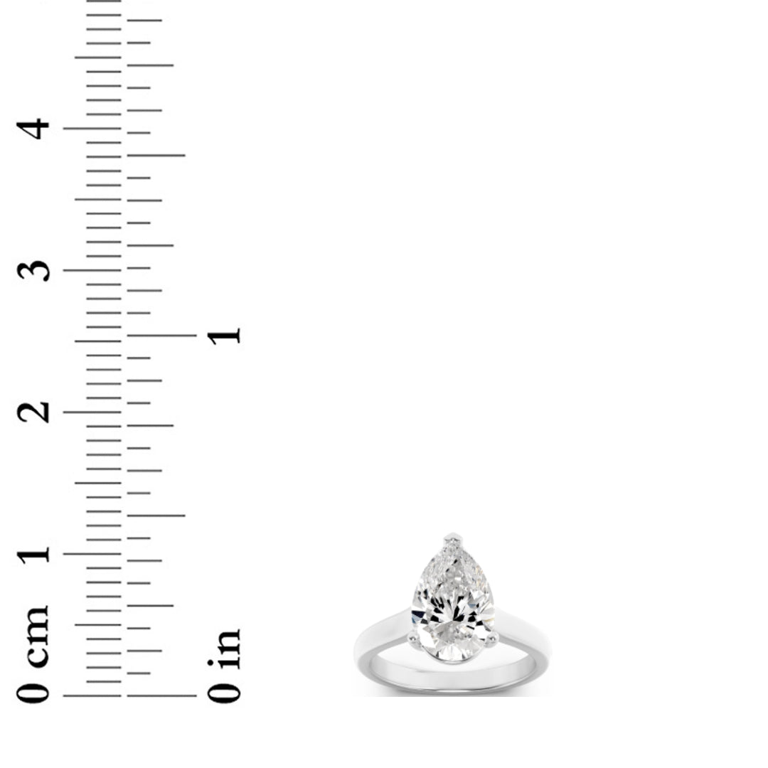 2CTW Pear Shaped Lab Grown Diamond (F/VS) Plain Cathedral Trellis Shank Solitaire Engagement Ring in 14K Gold