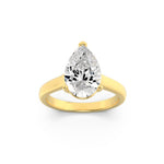 2CTW Pear Shaped Lab Grown Diamond (F/VS) Plain Cathedral Trellis Shank Solitaire Engagement Ring in 14K Gold