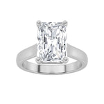 1CTW Radiant Shaped Lab Grown Diamond (F/VS) Plain Cathedral Trellis Shank Solitaire Engagement Ring in 14K Gold