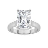 1CTW Radiant Shaped Lab Grown Diamond (F/VS) Plain Cathedral Trellis Shank Solitaire Engagement Ring in 14K Gold