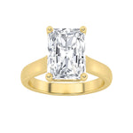 1CTW Radiant Shaped Lab Grown Diamond (F/VS) Plain Cathedral Trellis Shank Solitaire Engagement Ring in 14K Gold