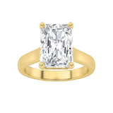 1CTW Radiant Shaped Lab Grown Diamond (F/VS) Plain Cathedral Trellis Shank Solitaire Engagement Ring in 14K Gold