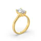 1CTW Radiant Shaped Lab Grown Diamond (F/VS) Plain Cathedral Trellis Shank Solitaire Engagement Ring in 14K Gold