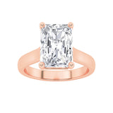 1CTW Radiant Shaped Lab Grown Diamond (F/VS) Plain Cathedral Trellis Shank Solitaire Engagement Ring in 14K Gold