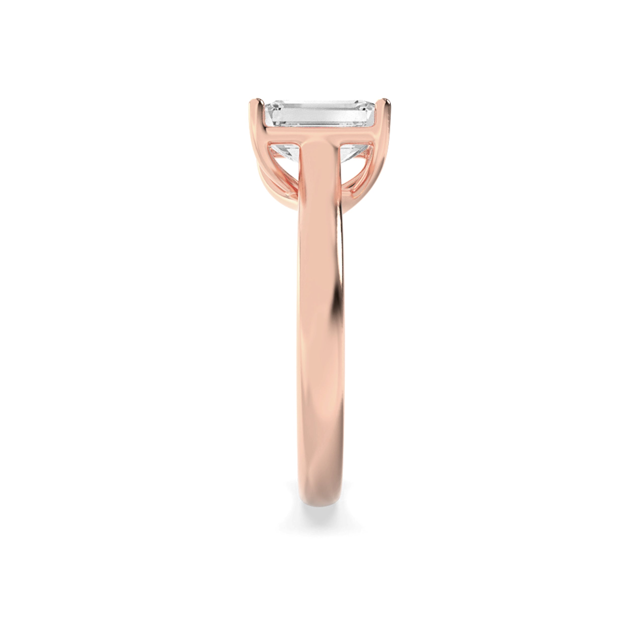 1CTW Radiant Shaped Lab Grown Diamond (F/VS) Plain Cathedral Trellis Shank Solitaire Engagement Ring in 14K Gold
