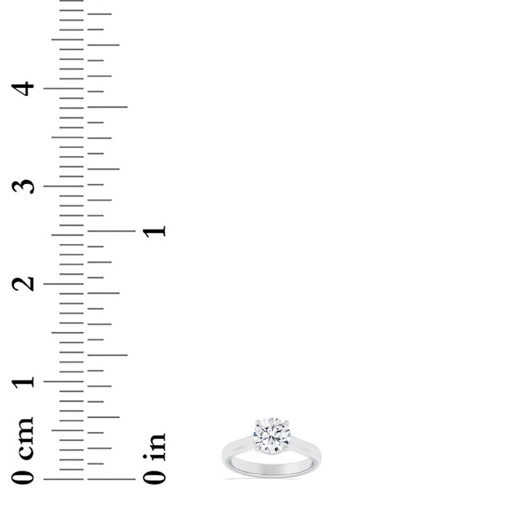 1CTW Round Shaped Lab Grown Diamond (F/VVS) Plain Cathedral Trellis Shank Solitaire Engagement Ring in 14K Gold