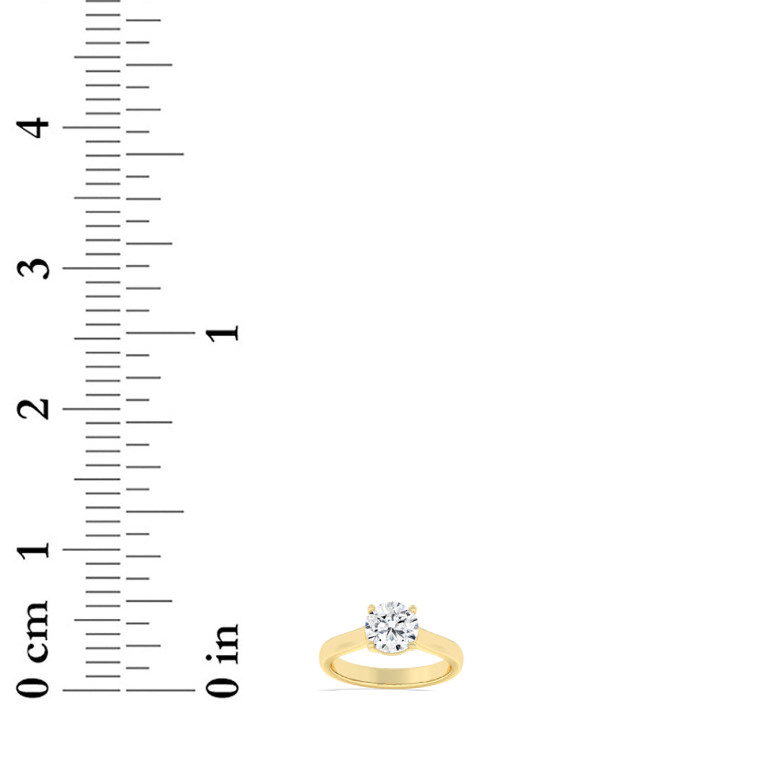 1CTW Round Shaped Lab Grown Diamond (F/VS) Plain Cathedral Trellis Shank Solitaire Engagement Ring in 14K Gold