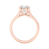 1CTW Round Shaped Lab Grown Diamond (F/VS) Plain Cathedral Trellis Shank Solitaire Engagement Ring in 14K Gold
