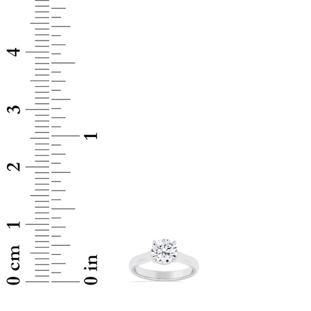 1.5CTW Round Shaped Lab Grown Diamond (F/VS) Plain Cathedral Trellis Shank Solitaire Engagement Ring in 14K Gold
