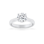 2CTW Round Shaped Lab Grown Diamond (F/VS) Plain Cathedral Trellis Shank Solitaire Engagement Ring in 14K Gold